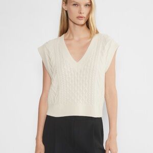 Babaton V-Neck Cream Cable Knit Sweater